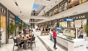 Interior view of JMS Capital Square Gurgaon showcasing premium retail stores and modern architectural design