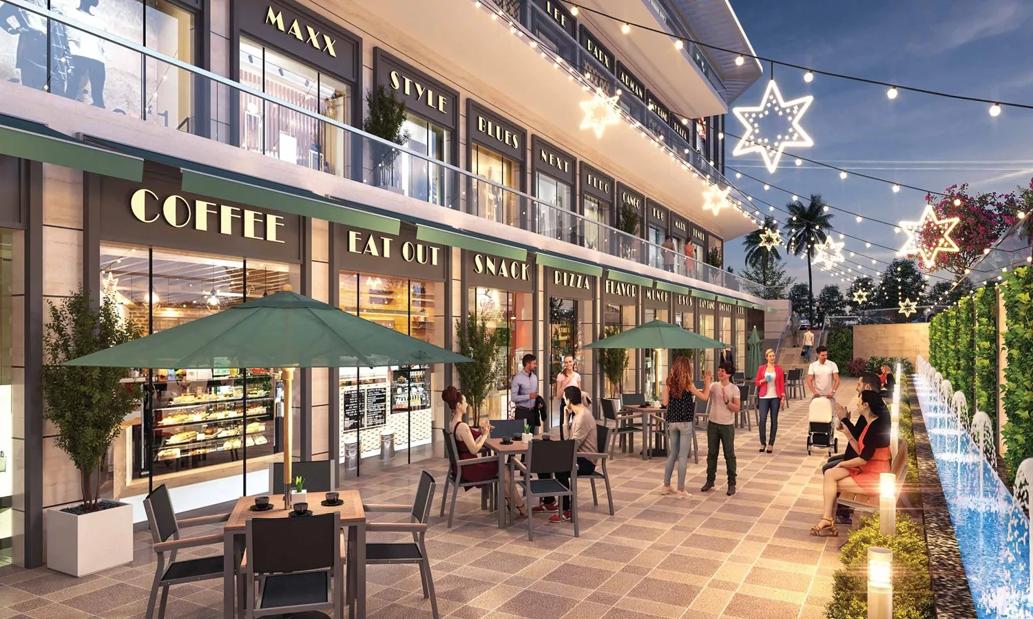 JMS Capital Square Gurgaon open-to-sky atrium with modern architecture, glass roof, and premium retail ambiance